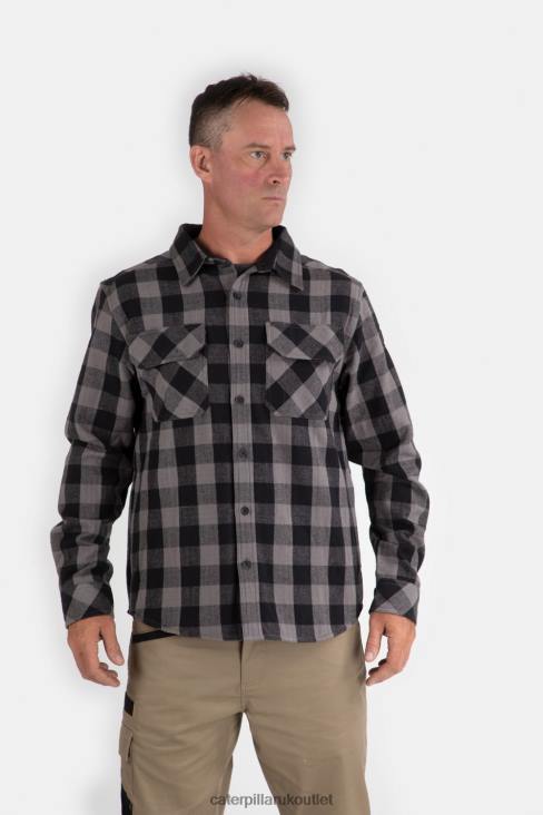 Men Black Caterpillar Buffalo Check Heavyweight Shirt 48T8227