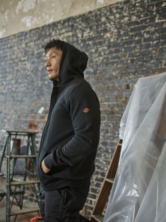 Men Black Caterpillar Flame Resistant Midweight Full Zip Hoodie 48T8238