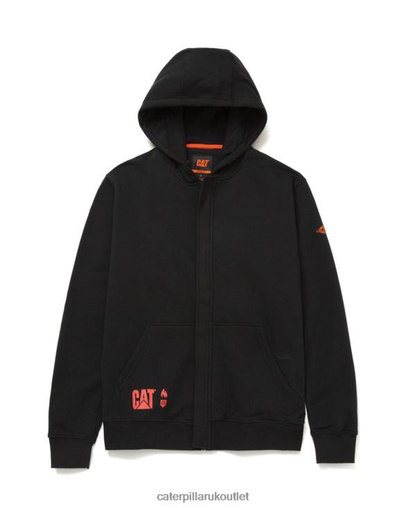 Men Black Caterpillar Flame Resistant Midweight Full Zip Hoodie 48T8238
