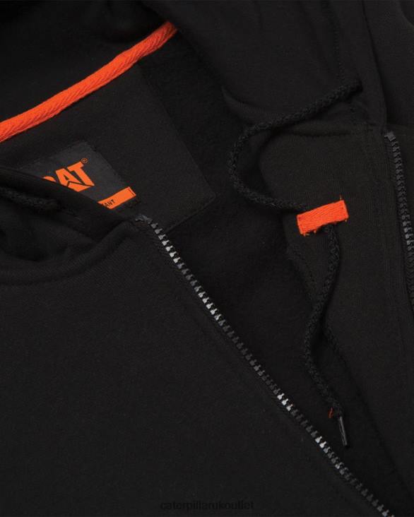 Men Black Caterpillar Flame Resistant Midweight Full Zip Hoodie 48T8238