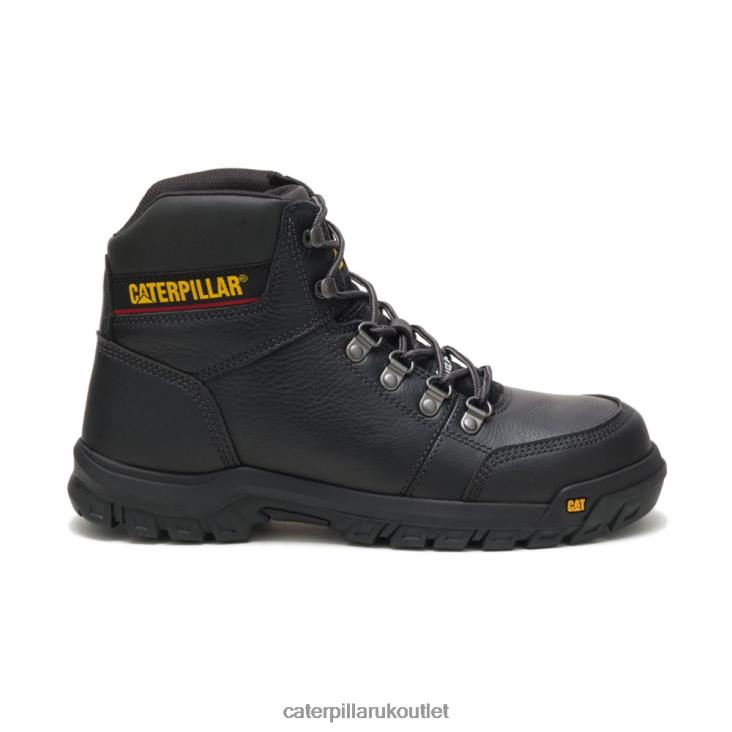 Men Black Caterpillar Outline Steel Toe Work Boot 48T865