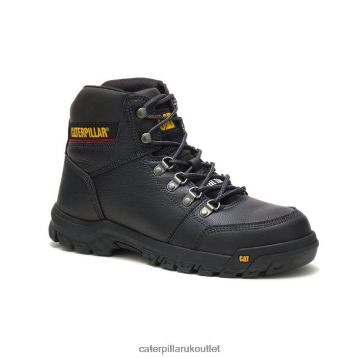 Men Black Caterpillar Outline Steel Toe Work Boot 48T865