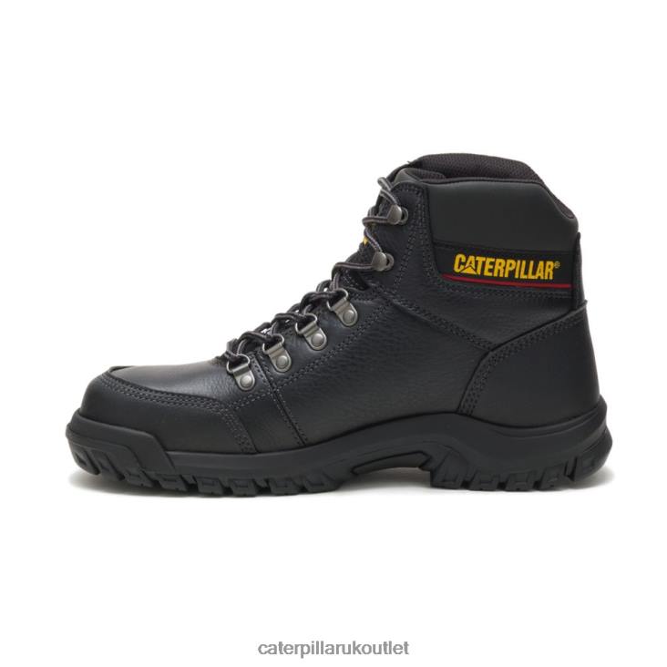 Men Black Caterpillar Outline Steel Toe Work Boot 48T865