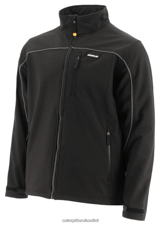 Men Black Caterpillar Soft Shell Jacket 48T8116