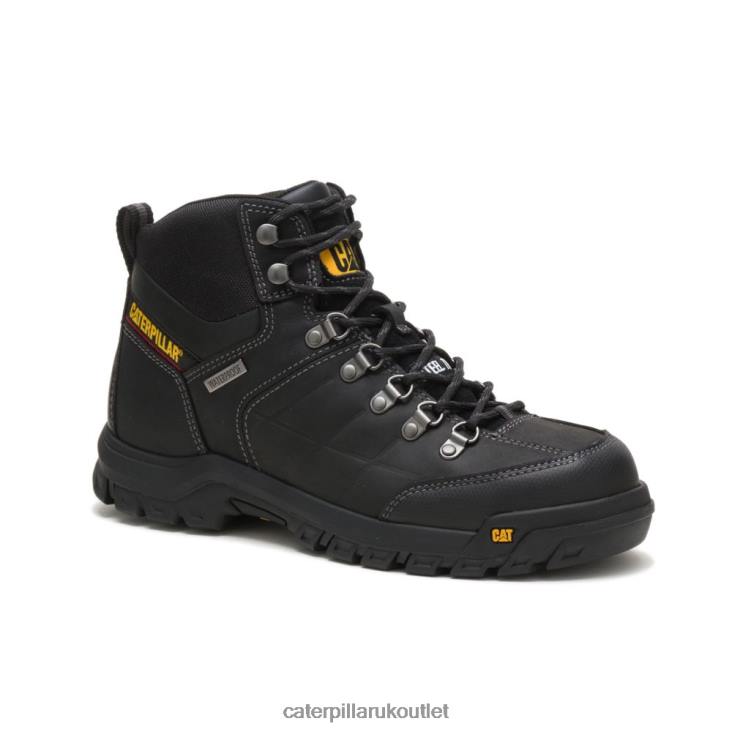 Men Black Caterpillar Threshold Waterproof Steel Toe Work Boot 48T810