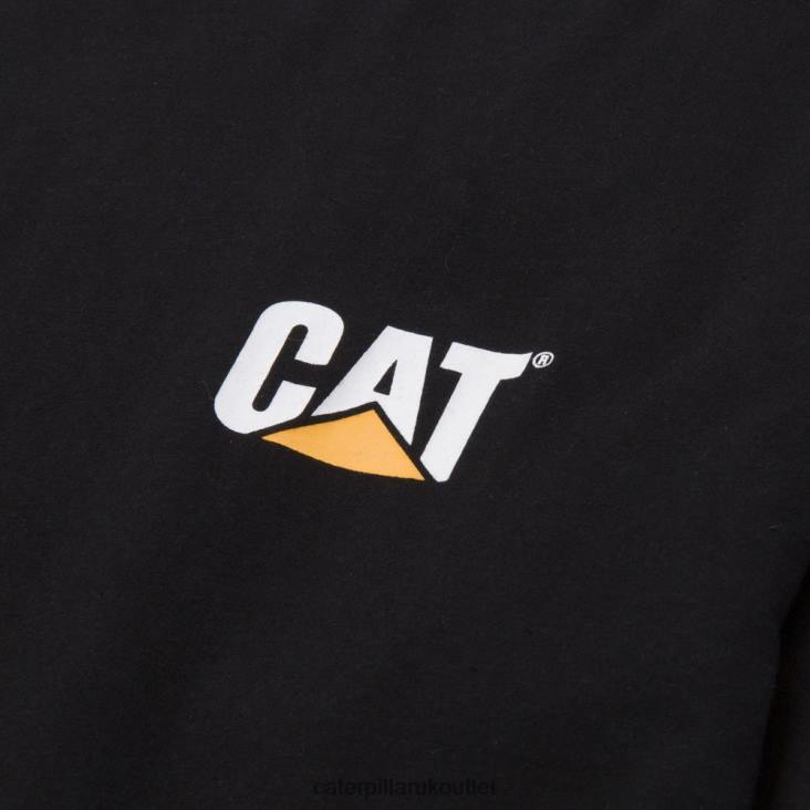 Men Black Caterpillar Trademark Banner Long Sleeve Tee 48T8225