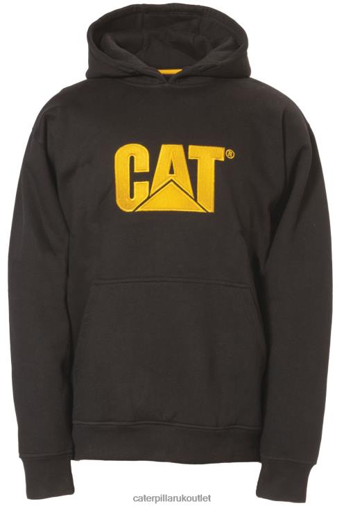 Men Black Caterpillar Trademark Hooded Sweatshirt 48T8217