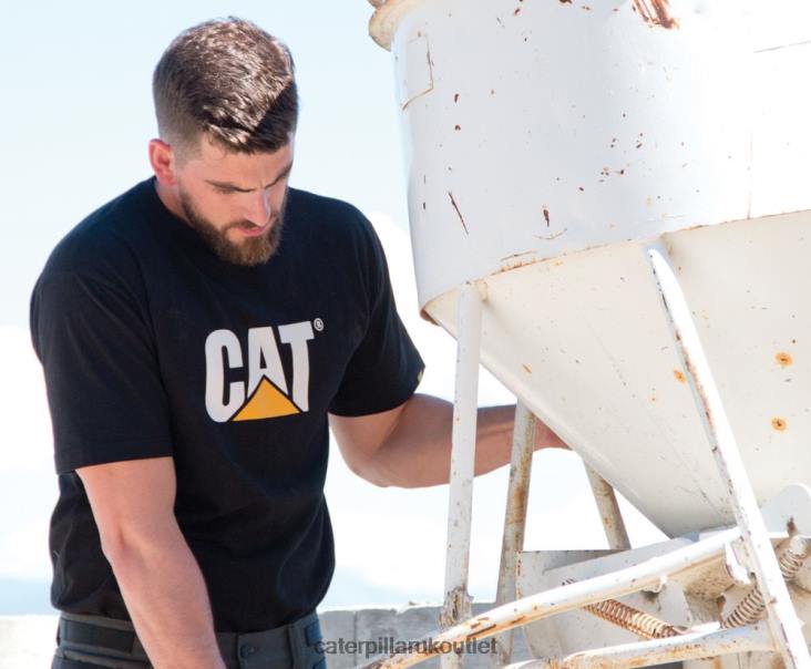 Men Black Caterpillar Trademark Logo Tee 48T8242