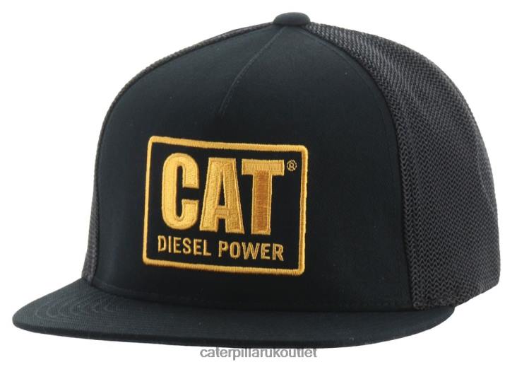Men Black/Gold Caterpillar Diesel Power Flat Bill Cap 48T8248