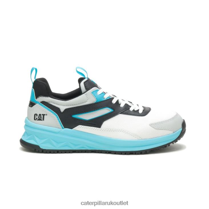 Men Bright White/Blue Caterpillar Streamline Runner Carbon Composite Toe Work Shoe 48T883