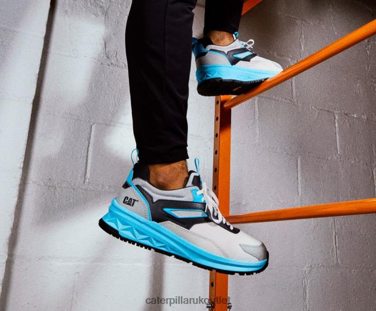 Men Bright White/Blue Caterpillar Streamline Runner Carbon Composite Toe Work Shoe 48T883