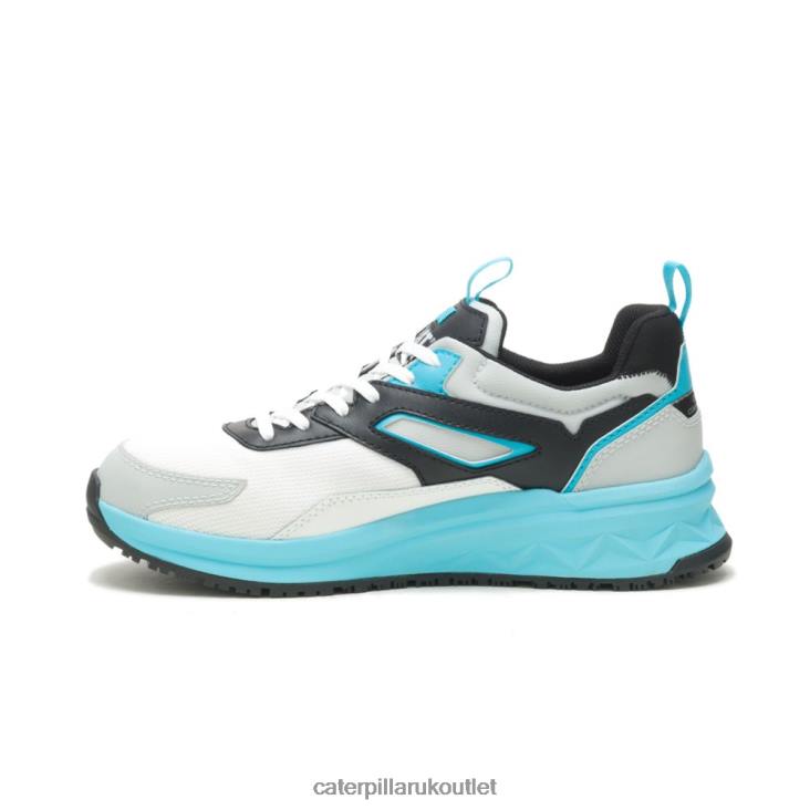 Men Bright White/Blue Caterpillar Streamline Runner Carbon Composite Toe Work Shoe 48T883