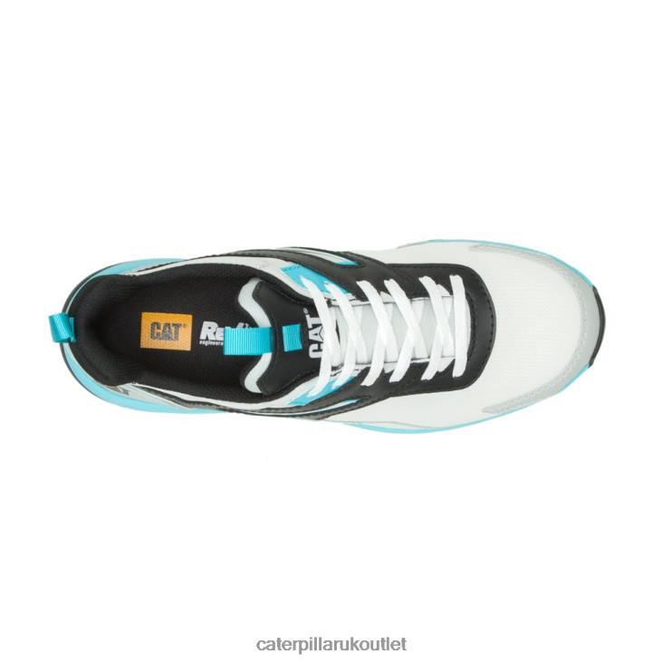 Men Bright White/Blue Caterpillar Streamline Runner Carbon Composite Toe Work Shoe 48T883