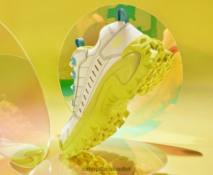 Men Bright White/Pale Lime Yellow Caterpillar Intruder Supercharged Shoe 48T8121