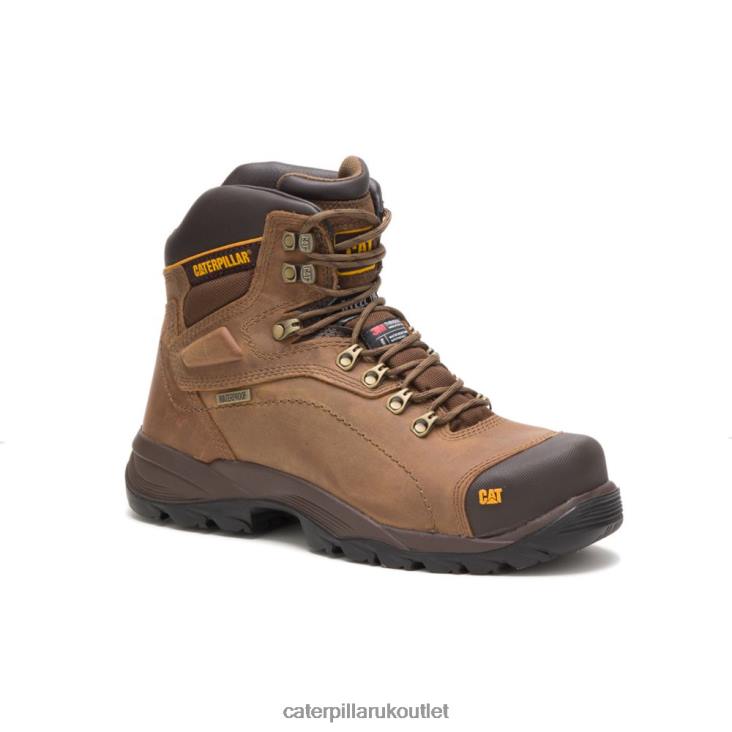 Men Dark Beige Caterpillar Diagnostic Hi Waterproof Thinsulate Steel Toe Work Boot 48T842