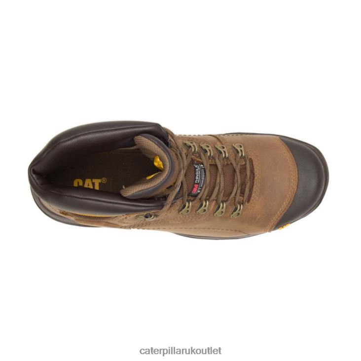 Men Dark Beige Caterpillar Diagnostic Hi Waterproof Thinsulate Steel Toe Work Boot 48T842