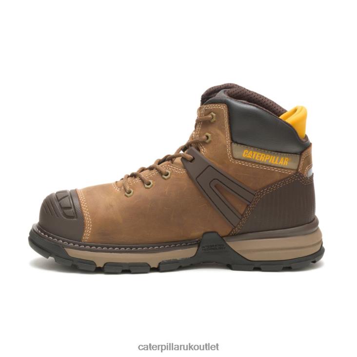 Men Dark Beige Caterpillar Excavator Superlite Waterproof Soft Toe Work Boot 48T859