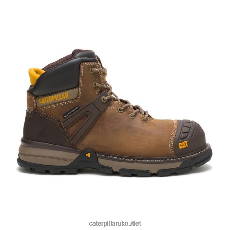 Men Dark Biege Caterpillar Excavator Superlite Waterproof Carbon Composite Toe Work Boot 48T837