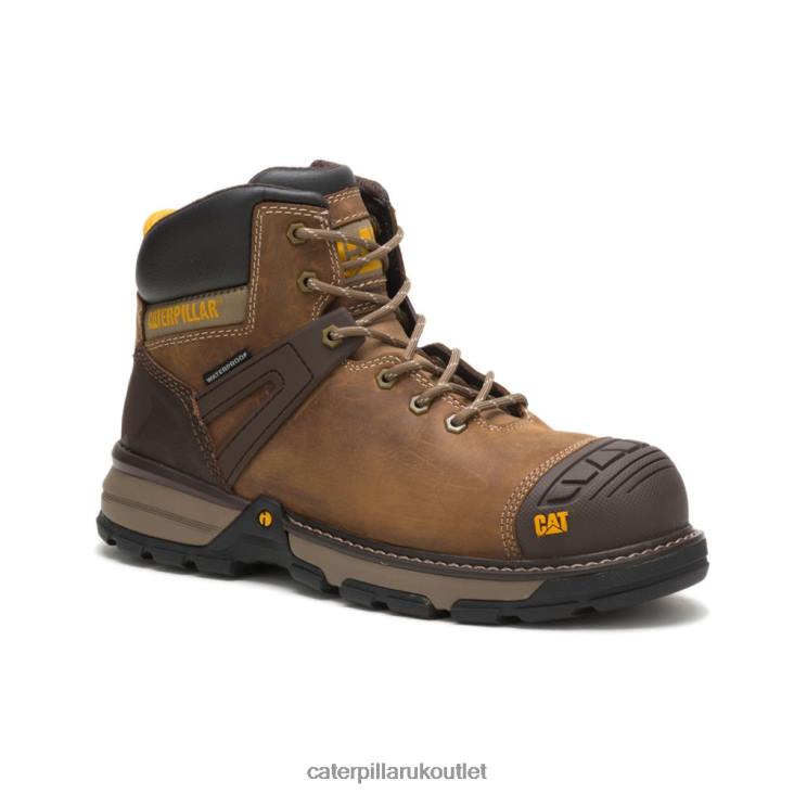 Men Dark Biege Caterpillar Excavator Superlite Waterproof Carbon Composite Toe Work Boot 48T837