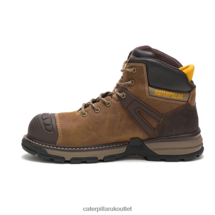 Men Dark Biege Caterpillar Excavator Superlite Waterproof Carbon Composite Toe Work Boot 48T837
