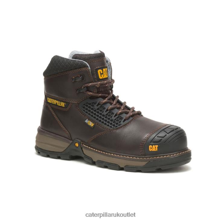 Men Dark Brown Caterpillar Excavator Superlite Cool Carbon Composite Toe Work Boot 48T847