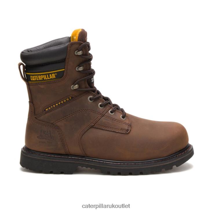 Men Dark Brown Caterpillar Salvo 8 Waterproof Steel Toe Thinsulate Work Boot 48T868