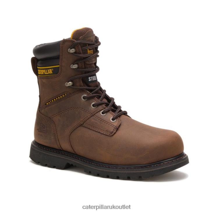 Men Dark Brown Caterpillar Salvo 8\ Waterproof Steel Toe Thinsulate Work Boot 48T868
