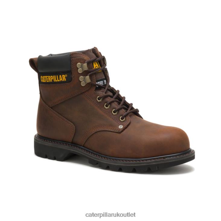 Men Dark Brown Caterpillar Second Shift Steel Toe Work Boot 48T816
