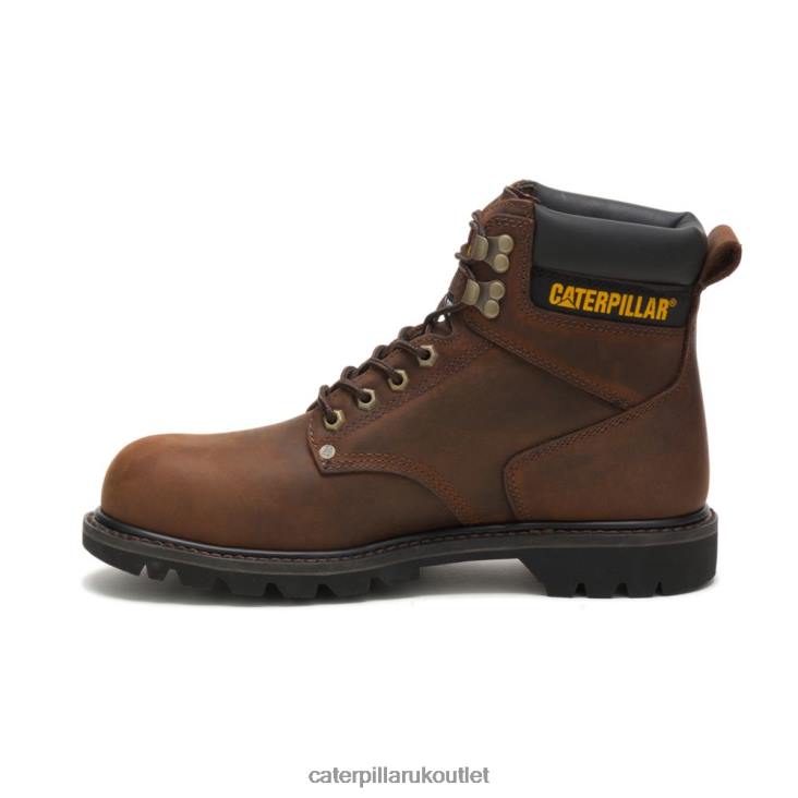 Men Dark Brown Caterpillar Second Shift Steel Toe Work Boot 48T816