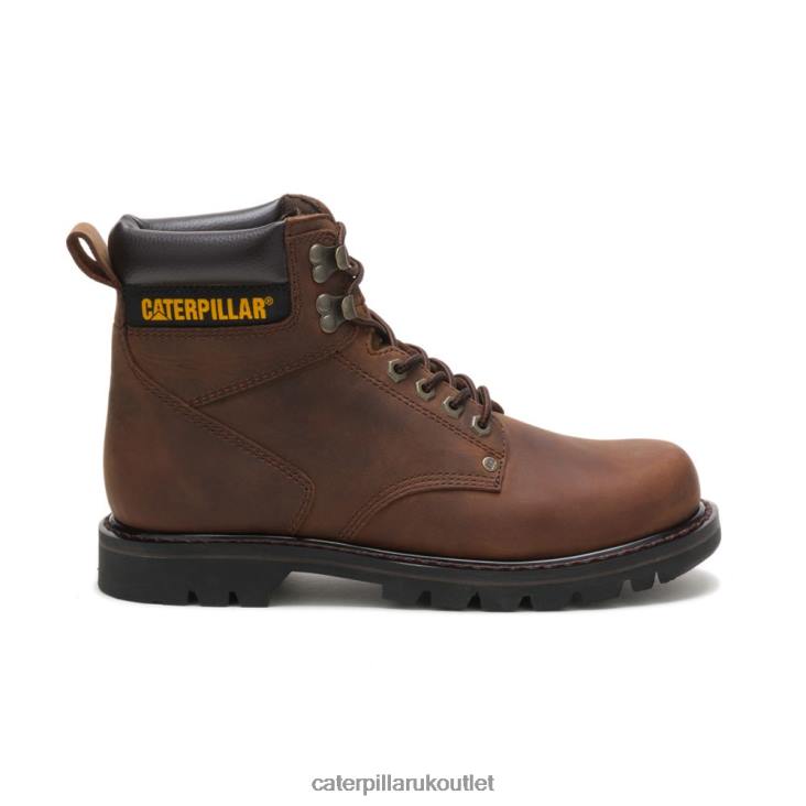 Men Dark Brown Caterpillar Second Shift Work Boot 48T812