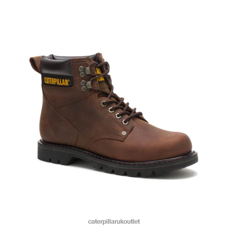 Men Dark Brown Caterpillar Second Shift Work Boot 48T812