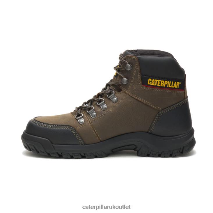 Men Dark Gull Grey Caterpillar Outline Steel Toe Work Boot 48T866