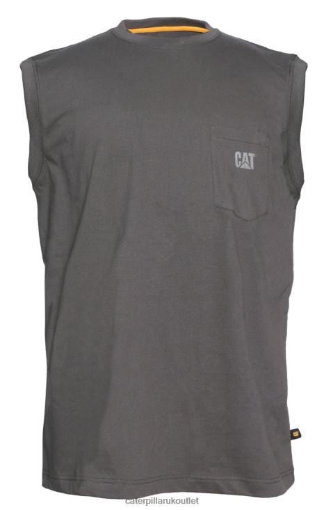 Men Dark Shadow Caterpillar Trademark Sleeveless Pocket Tee 48T8230