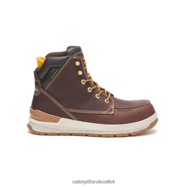 Men Friar Brown Caterpillar Impact Waterproof Carbon Composite Toe Work Boot 48T844
