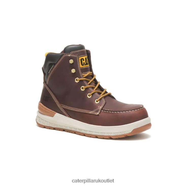 Men Friar Brown Caterpillar Impact Waterproof Carbon Composite Toe Work Boot 48T844