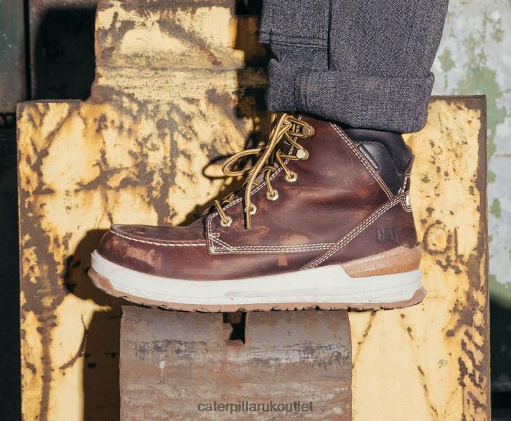 Men Friar Brown Caterpillar Impact Waterproof Work Boot 48T857
