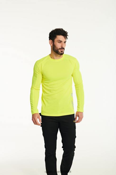 Men Hi-Vis Yellow Caterpillar Coolmax Long Sleeve Tee 48T8233