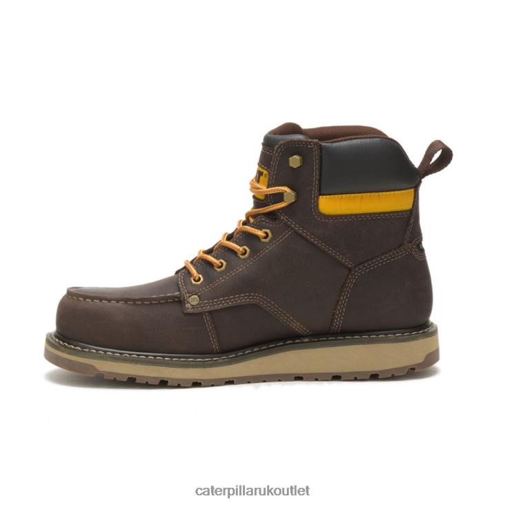 Men Leather Brown Caterpillar Calibrate Steel Toe Work Boot 48T851