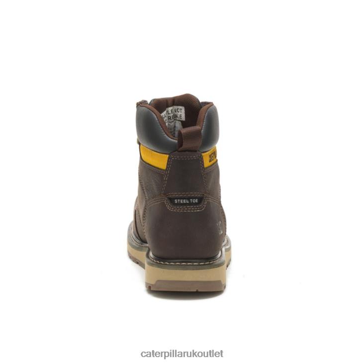Men Leather Brown Caterpillar Calibrate Steel Toe Work Boot 48T851