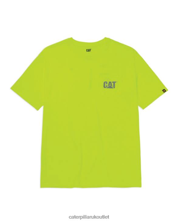 Men Mens Yellow Caterpillar Hi-Vis Trademark Pocket Tee 48T8215