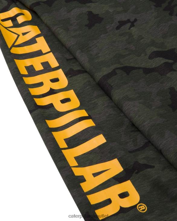 Men Night Camo Caterpillar Trademark Banner Long Sleeve Tee 48T8226