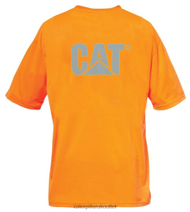 Men Orange Caterpillar Hi-Vis Trademark Pocket Tee 48T8214