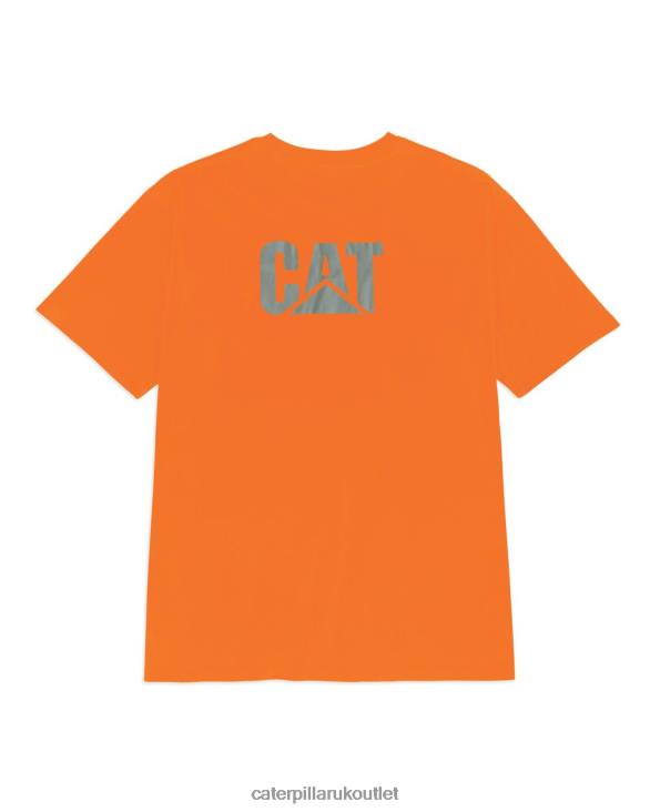 Men Orange Caterpillar Hi-Vis Trademark Pocket Tee 48T8214