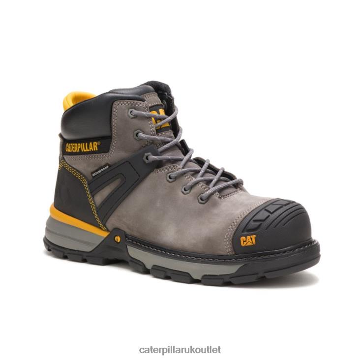 Men Pewter Caterpillar Excavator Superlite Waterproof Carbon Composite Toe Work Boot 48T838