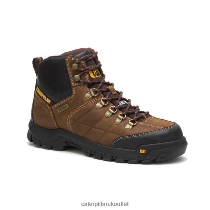 Men Real Brown Caterpillar Threshold Waterproof Steel Toe Work Boot 48T811