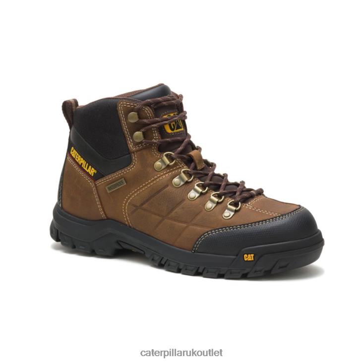 Men Real Brown Caterpillar Threshold Waterproof Work Boot 48T88