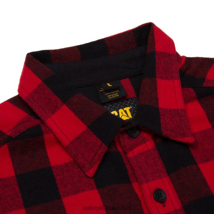 Men Red Caterpillar Buffalo Check Heavyweight Shirt 48T8228