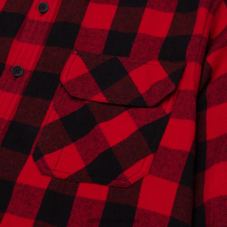 Men Red Caterpillar Buffalo Check Heavyweight Shirt 48T8228