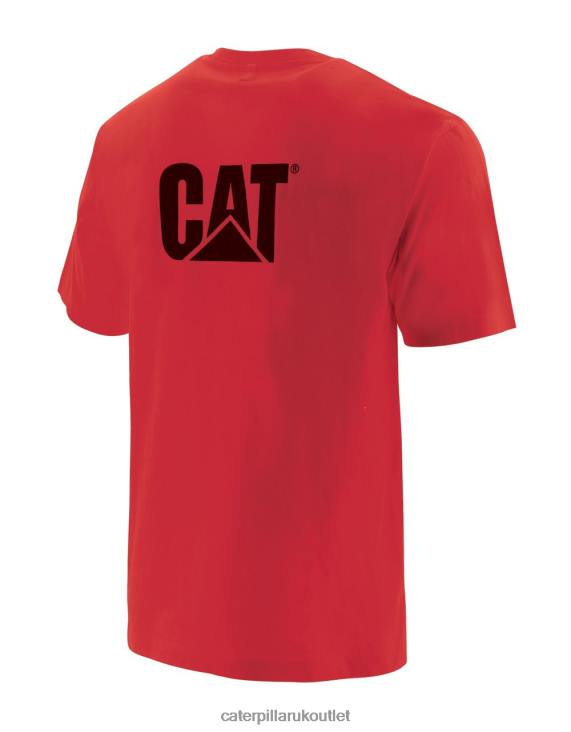 Men Red Caterpillar Trademark Pocket Tee 48T8236