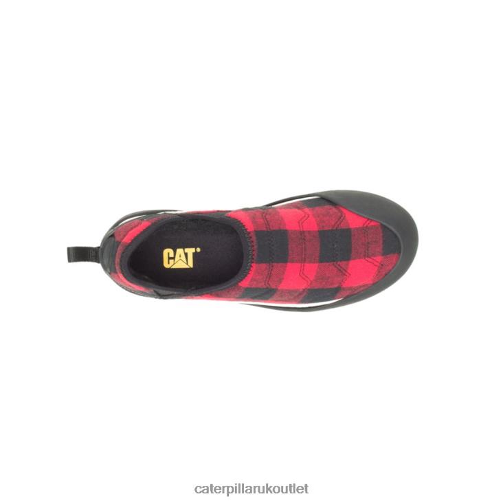 Men Red Plaid Caterpillar Crossover Slip On 48T8170